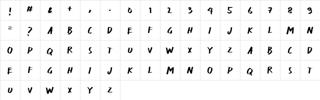 MedPen Medium  glyph index