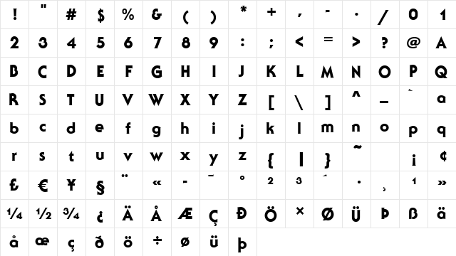 Sebastian-Heavy Regular  glyph index