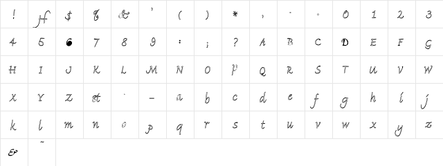 FlorenceHC Regular  glyph index