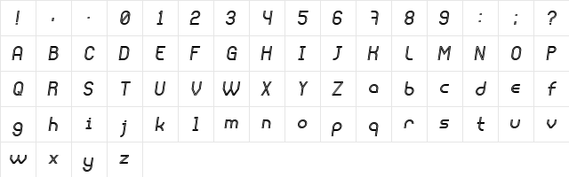 Liquidrom Italic  glyph index