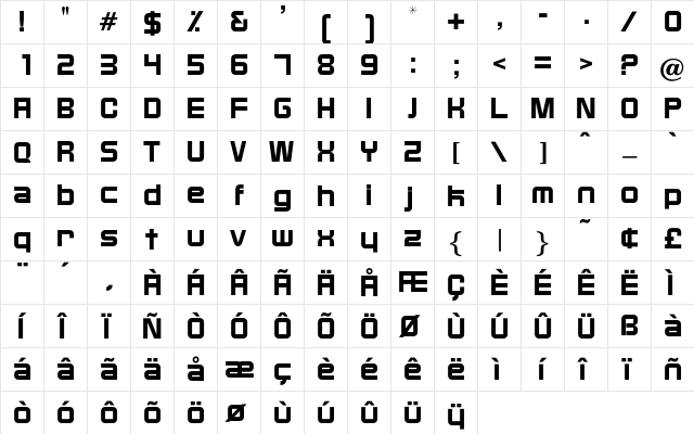 Gondorf Regular  glyph index