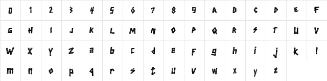 BORUDE FREE Regular  glyph index