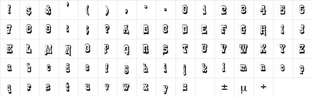 Frontier Regular  glyph index