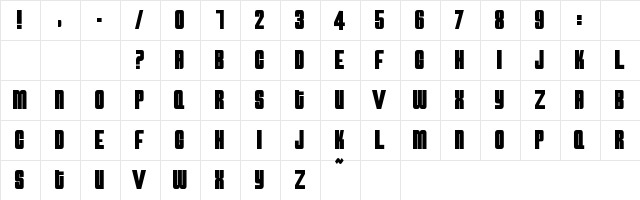 AtomicBomb Regular  glyph index