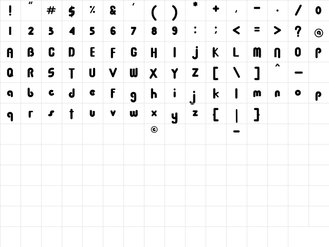 Baby Dollar Regular  glyph index