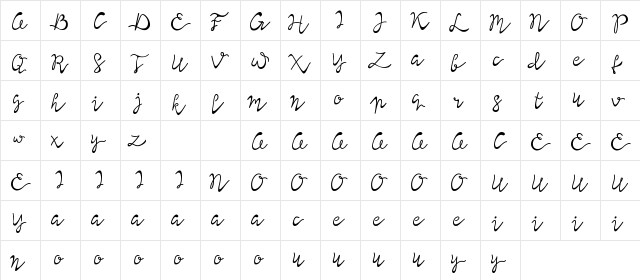 Lisna Demo Regular  glyph index