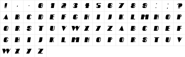 Angelica Italic  glyph index