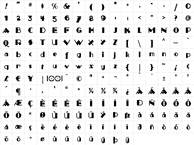 Monkey Fingers NF Regular  glyph index