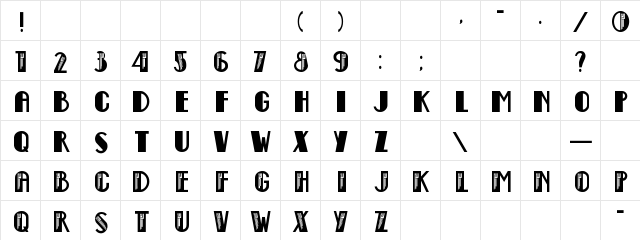 Empire State Deco Regular  glyph index
