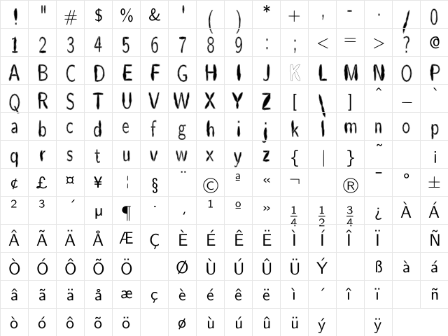 IRENE Bold Regular  glyph index