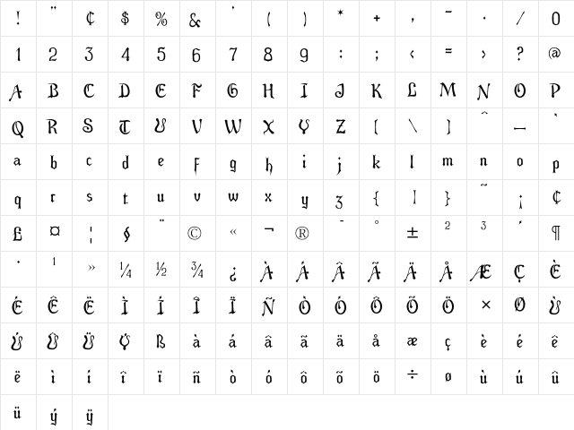 DrManta Regular  glyph index