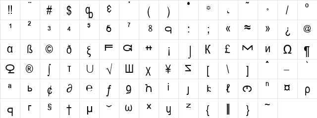 Bubbler Regular  glyph index