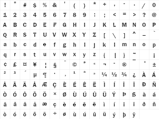 DTCFranklinGotM02 Regular  glyph index