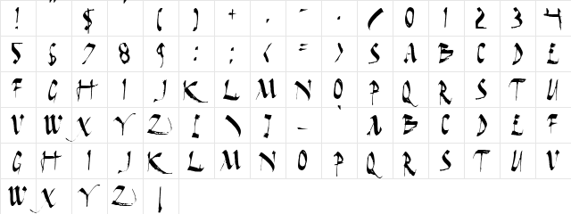Dark Horse Regular  glyph index