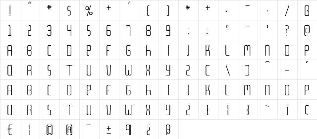 Meta Language Regular  glyph index