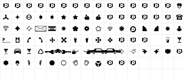 HelloHello Regular  glyph index