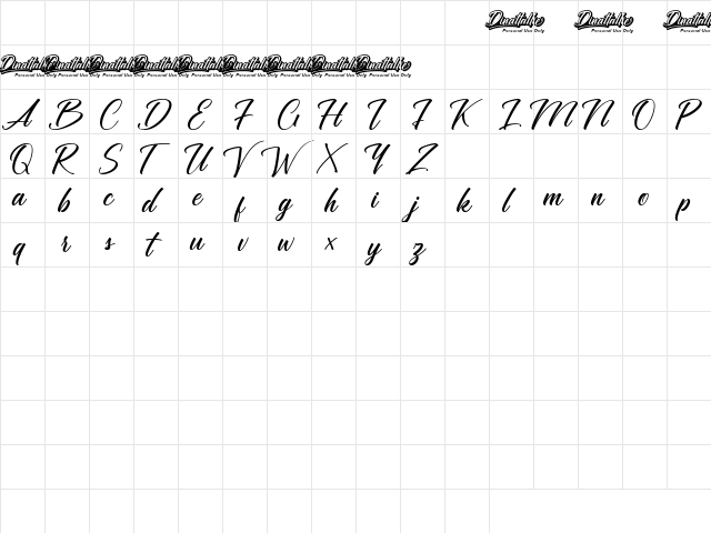 Dinattallie Personal Use Only Regular  glyph index