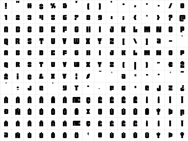 Funk Machine Regular  glyph index
