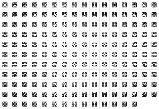 Zigourati Regular  glyph index