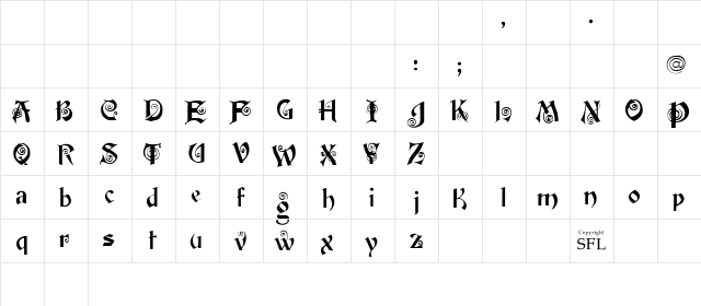 PotsDam Regular  glyph index