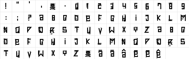 extravaganza- Regular  glyph index