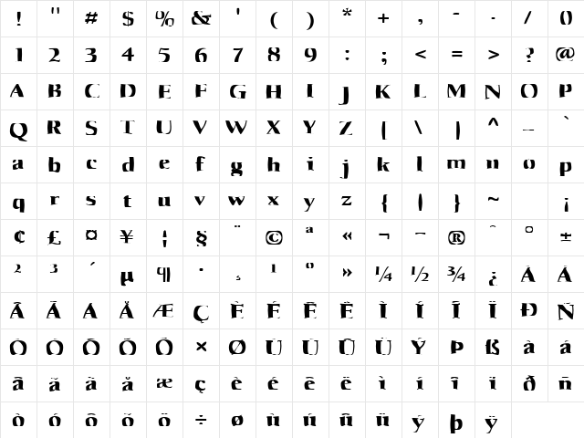 FZ WARPED 37 Normal  glyph index