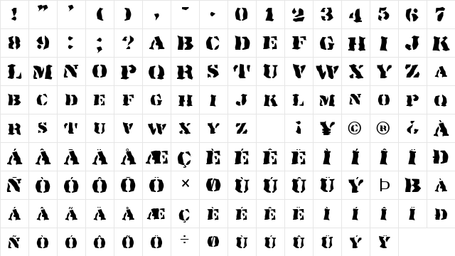 FZ WACKY 17 Normal  glyph index
