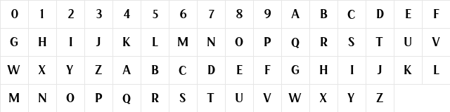 HENAVE Regular DEMO Regular  glyph index
