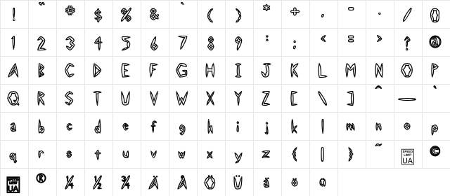 Slightly Hollow Regular  glyph index