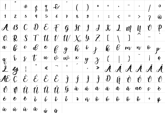 someday Bold  glyph index