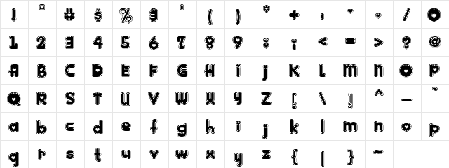 Valentine Glory Regular  glyph index