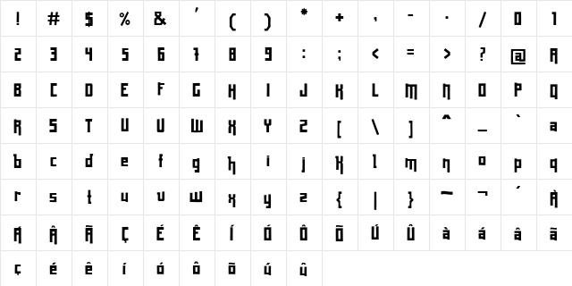 Cratense Regular  glyph index