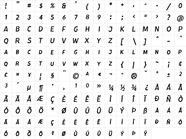 Kurri Island Caps Italics Light Regular  glyph index