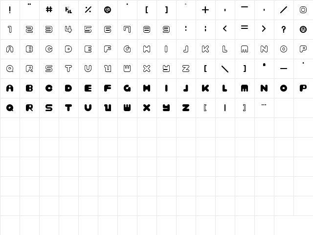 Bagel Old Regular  glyph index