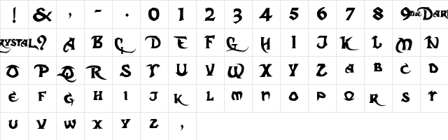 Dark Crystal Script Normal  glyph index
