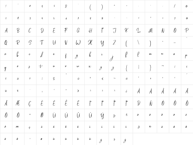 Hello Beauty  Free Personal Use Regular  glyph index