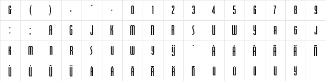 OdeonCondensedAlternate Regular  glyph index
