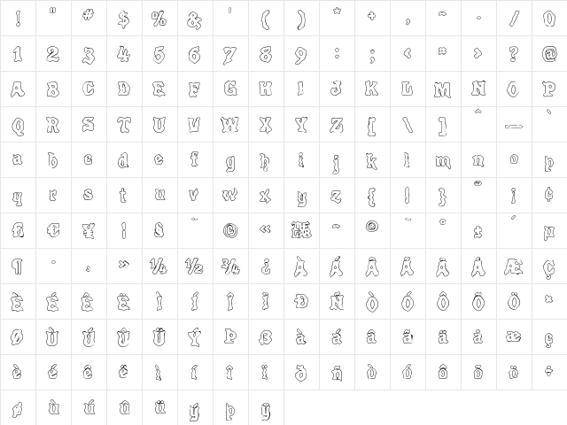 Poultrygeist Out Regular  glyph index