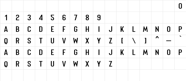 Merhique Bold  glyph index