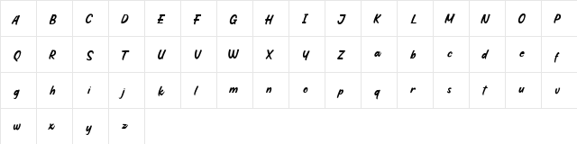 Hoffers Script DEMO Regular  glyph index