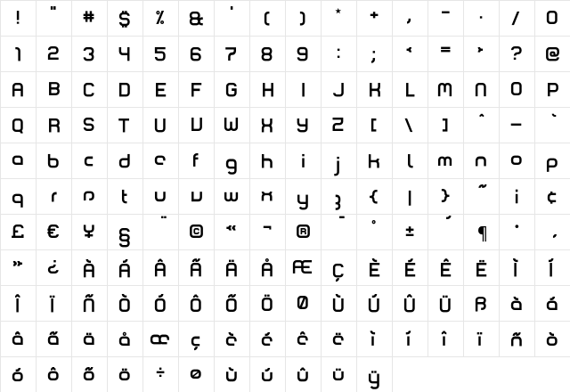 Comsat Unit  glyph index