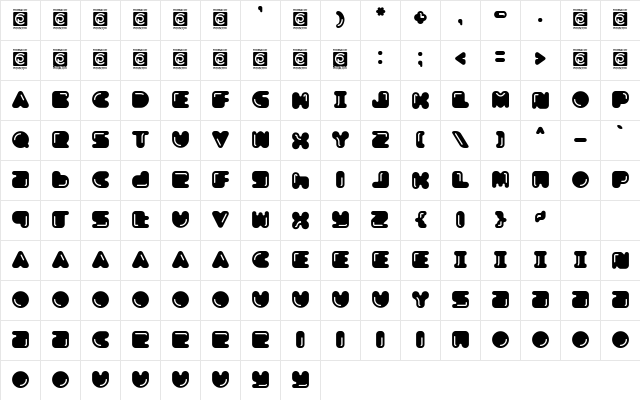 Boldest Free  glyph index