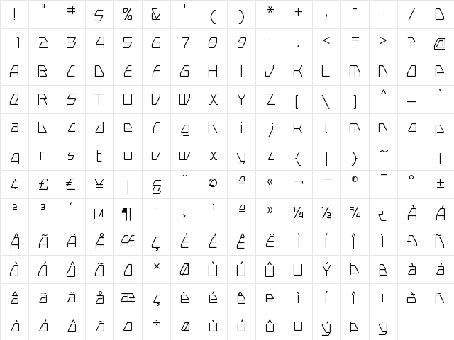 Swerve Light  glyph index