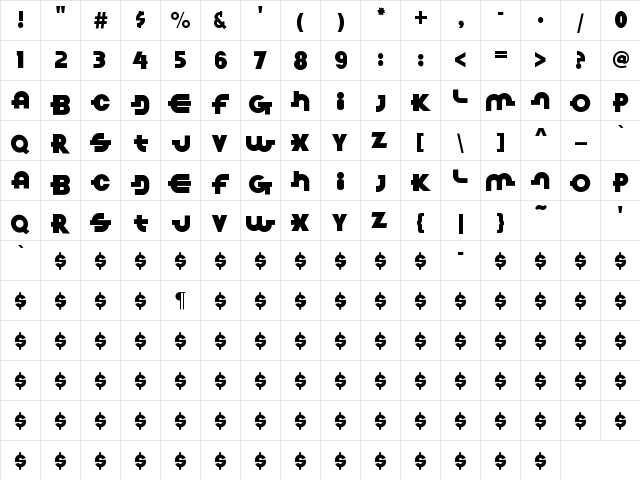 Link Parties Regular  glyph index