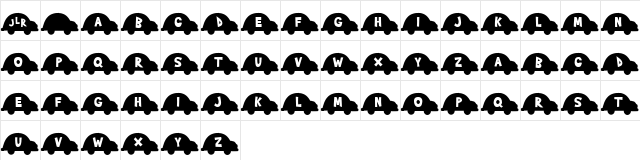 JLR Slug Bug Regular  glyph index