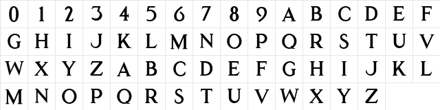 Metalarts 204 Flat Face Roman Regular  glyph index