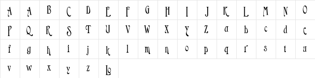 Longfellow Regular  glyph index