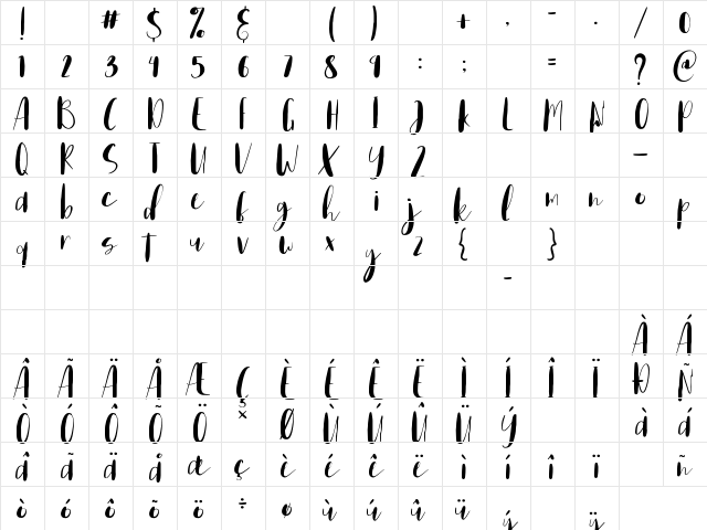 Home Spring Regular  glyph index