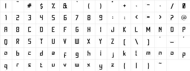 Stereoz Regular  glyph index