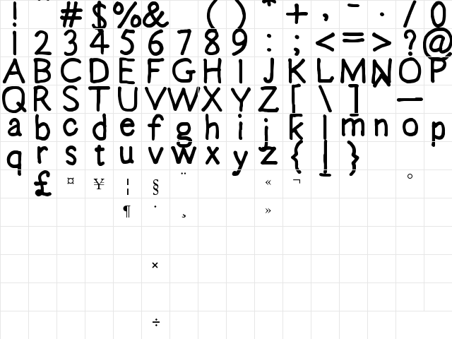 Emma Sophia Regular  glyph index